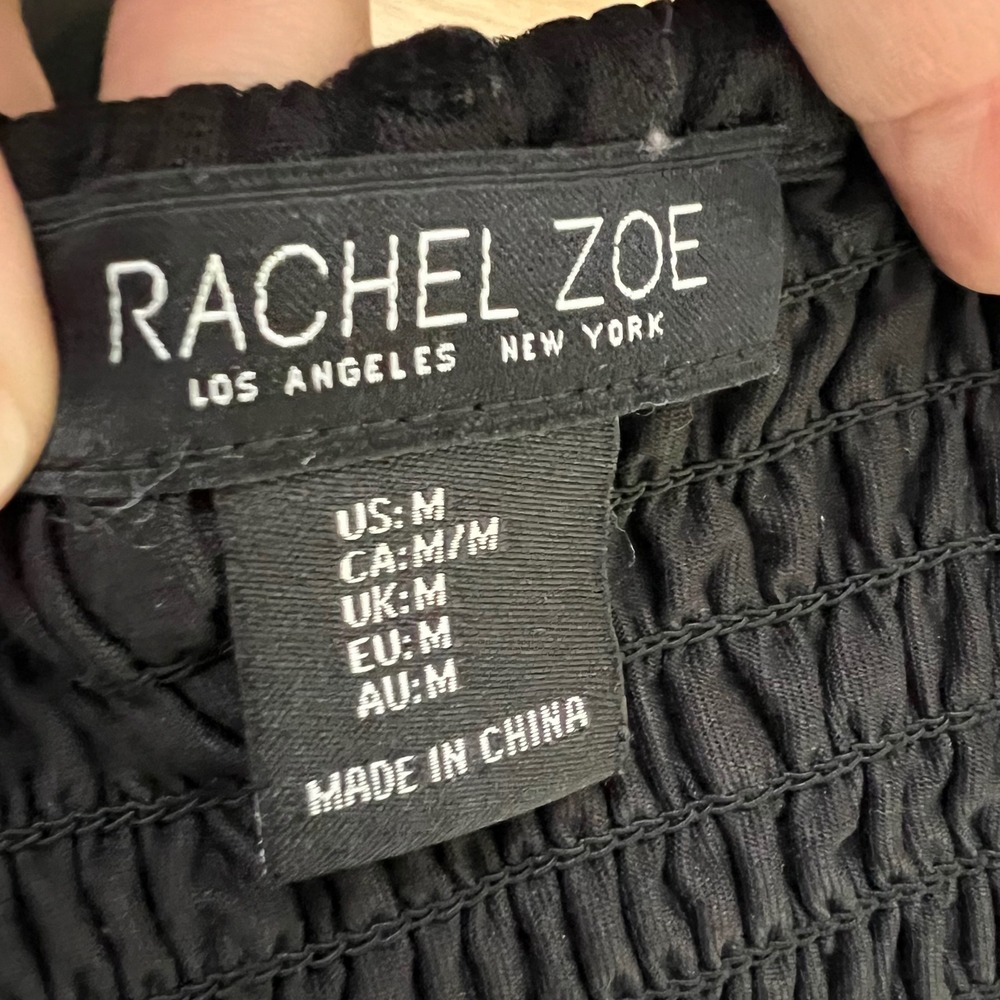 Rachel Zoe Crop Cami Top Size S Black Fairygoth Whimsygoth Smocked Mesh  Y2K - Picture 5 of 7